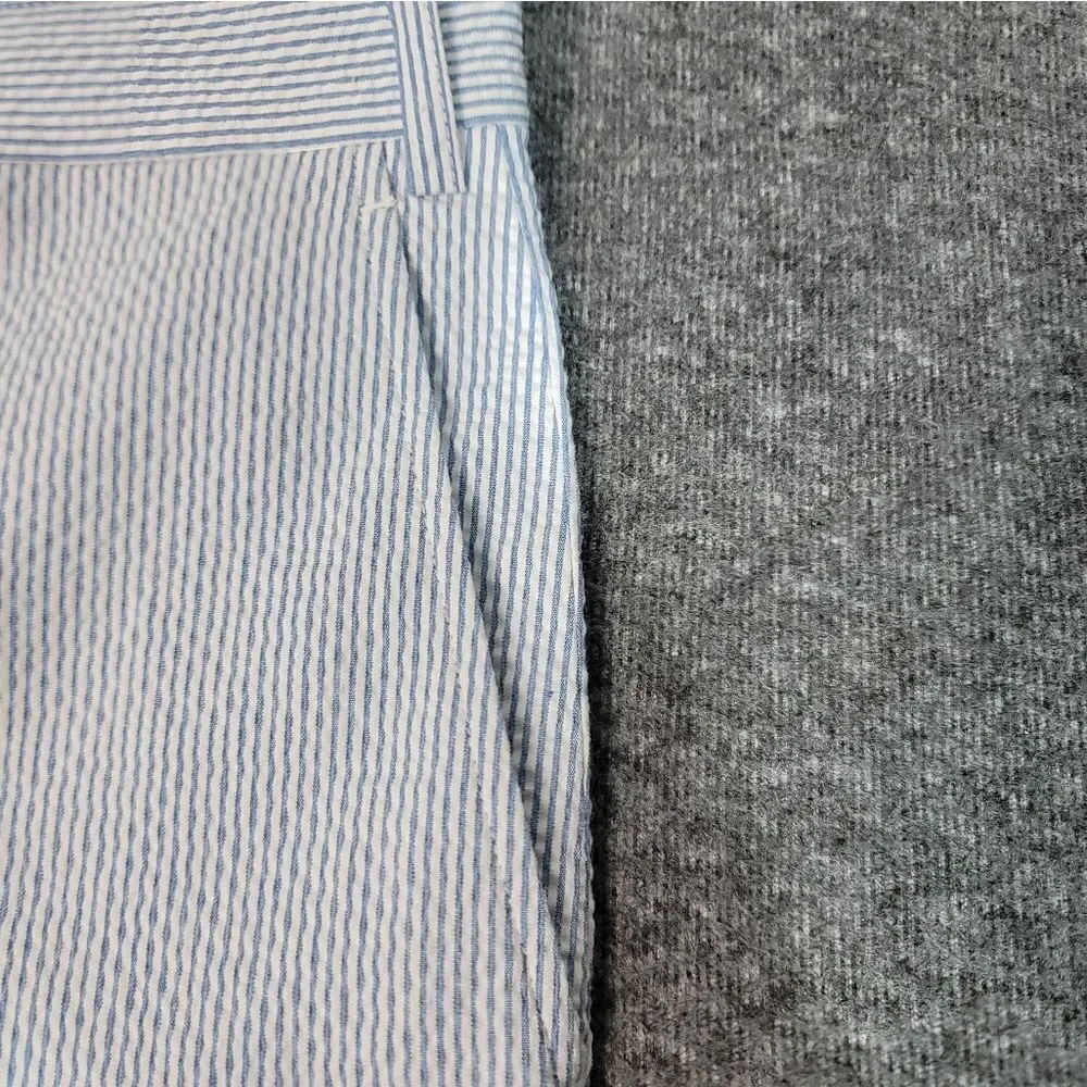 Crown & Ivy Seersucker Mens Modern Fit Pant Size 34W × 32L Blue White Striped